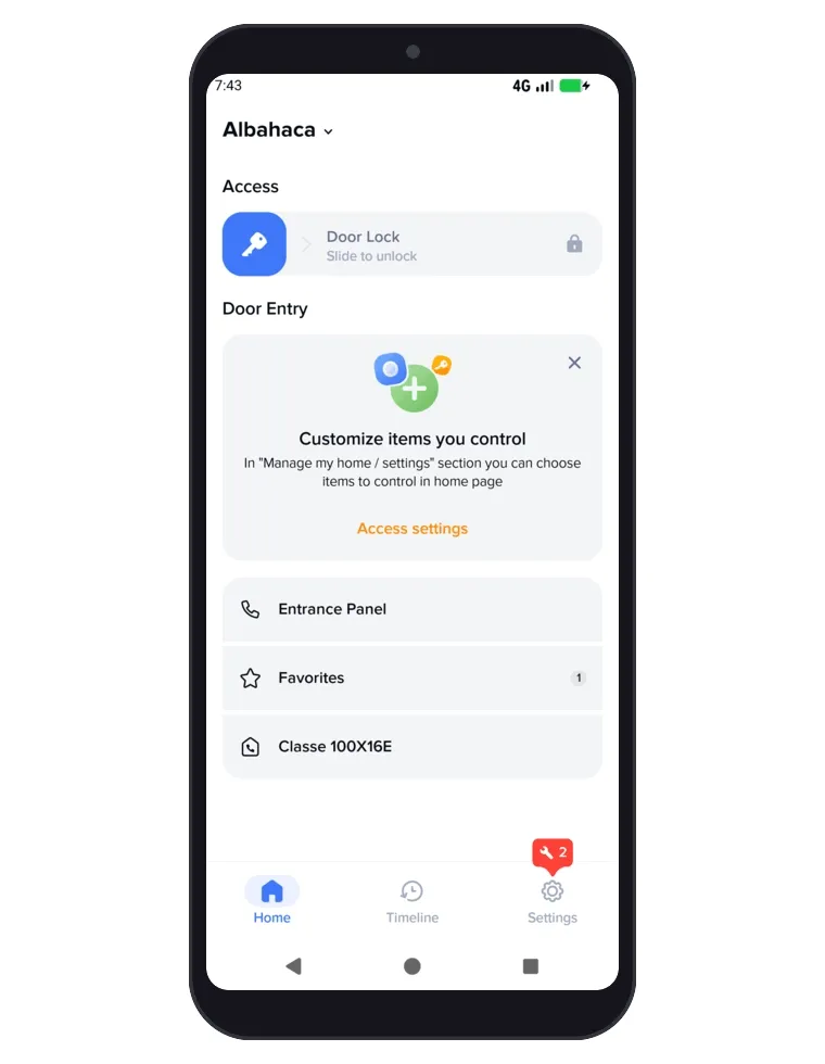 The agent slides to unlock in the Security app running on a vulnit instrumented session; the Access card turns green and reports the door unlocked.